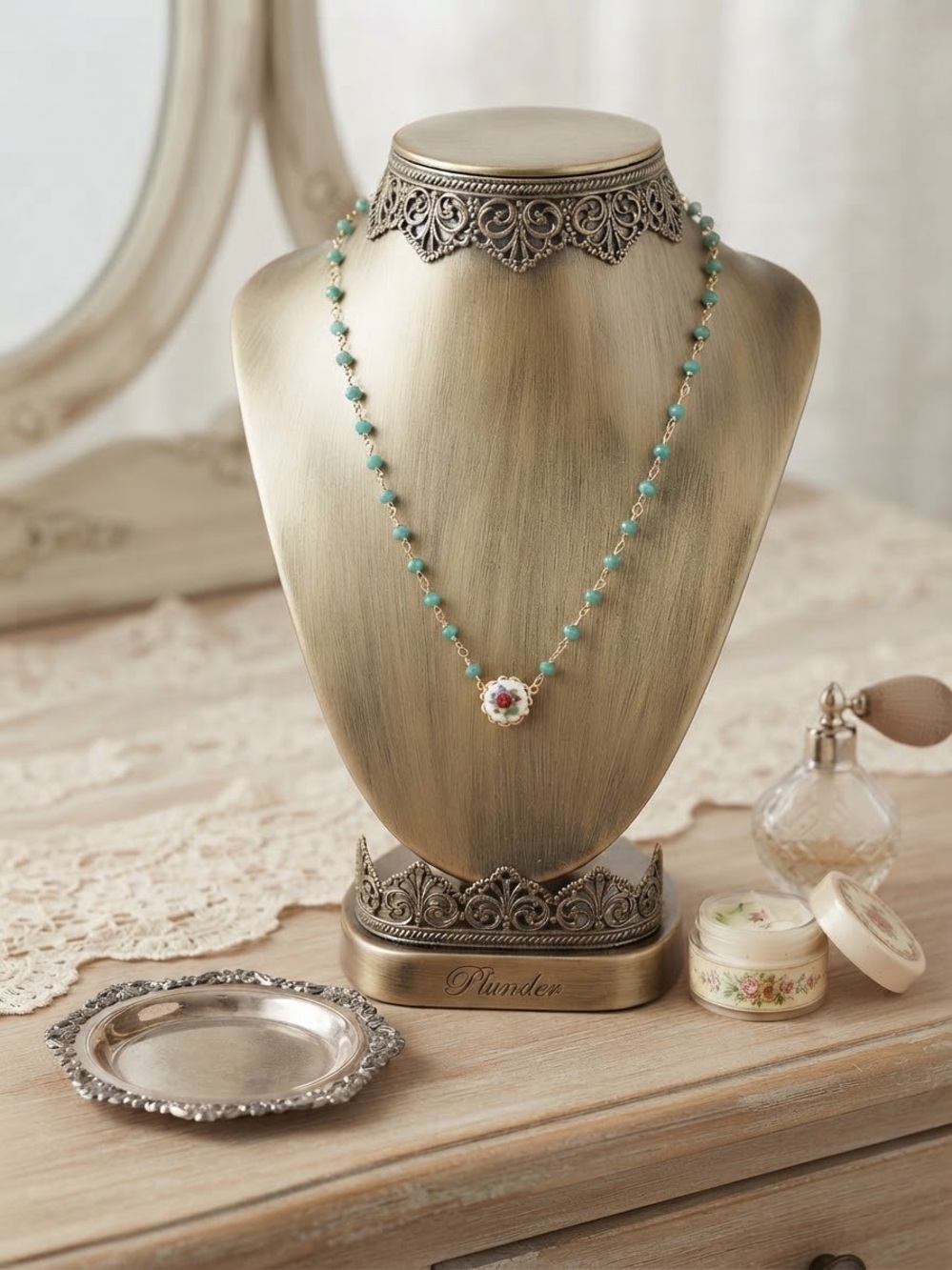 Plunder Vintage-Inspired Turquoise Beaded Pendant Necklace